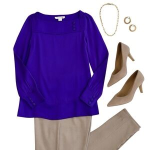 Banana Republic RARE and Vintage Y2K Silk Blend Purple Long Sleeve Blouse Size S